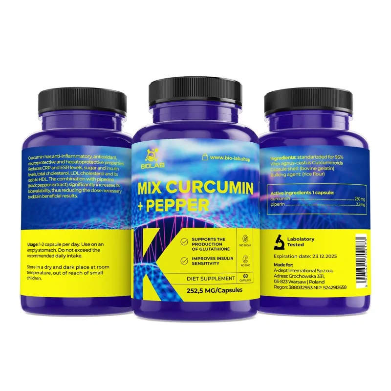 Curcumin + Piperine Extract 60 caps - Pure & Potent